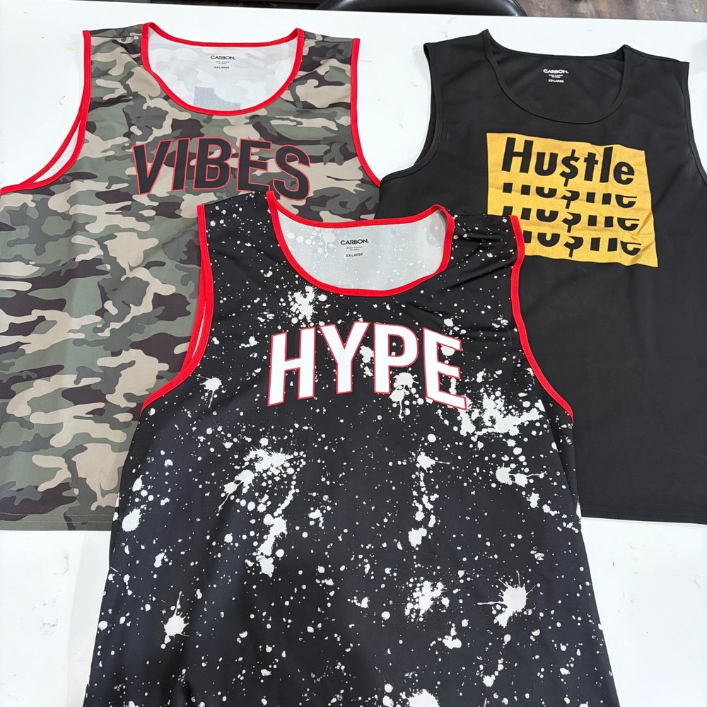 Carbon Mens Tank Top Lot of 3 Camo Splatter Hustle Vibes Hype XX-Large XXL